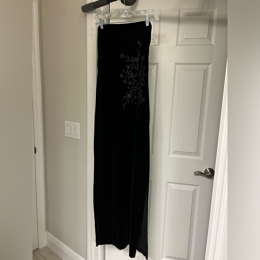 Vintage 90s Roberta velvet strapless maxi dress